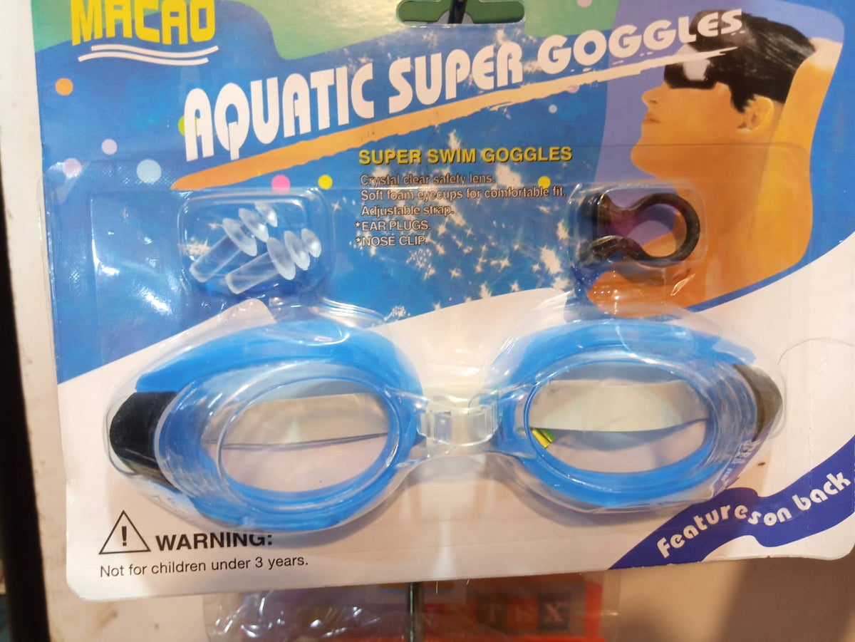 Goggles with nose pin or earplugs